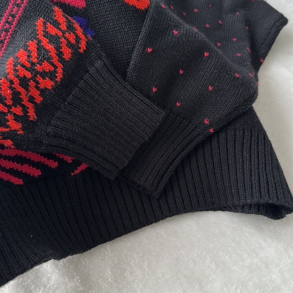 OSSI Skiwear Vintage Sweater 80s Wool Blend‎ Black Pullover Made in Hong Kong M - Picture 14 of 16